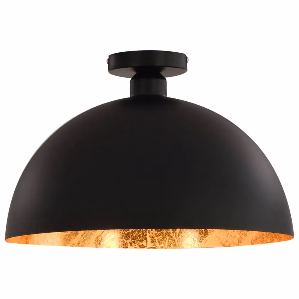 Berkfield Home Elegant Set of 2 Modern Semi-spherical Ceiling Lamps in Black and Gold/Brass with E27 Fitting – 4