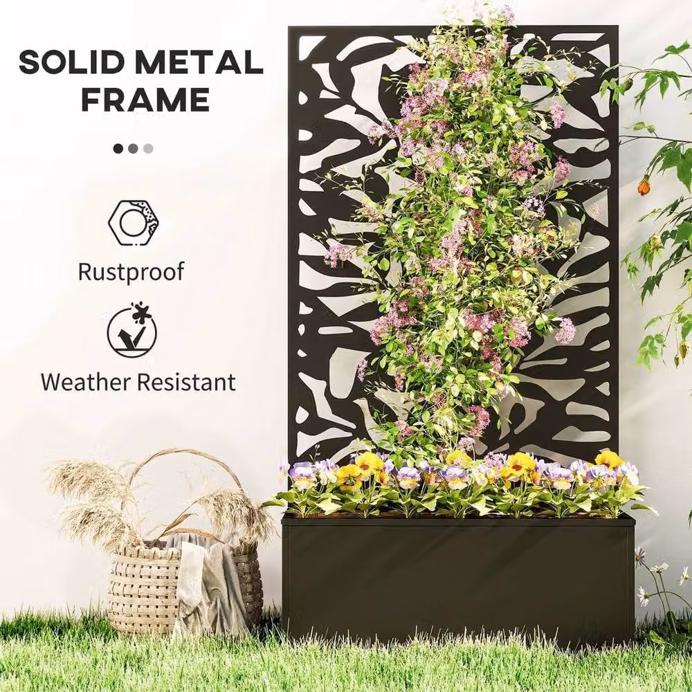 Kelvenix Metal Raised Garden Bed with Trellis in Black – 3