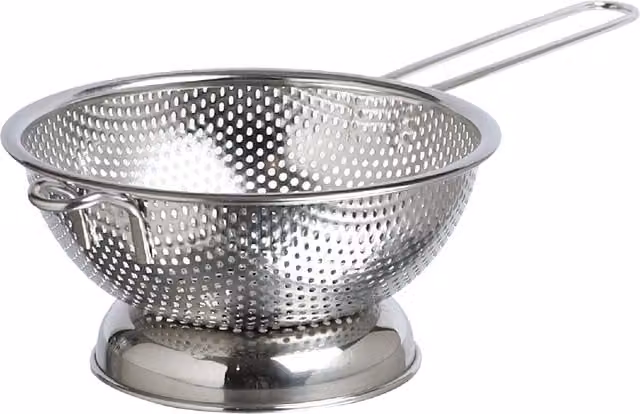 Buckingham Silver Fine Mesh Round Footed Deep Colander Strainer with Long Handle