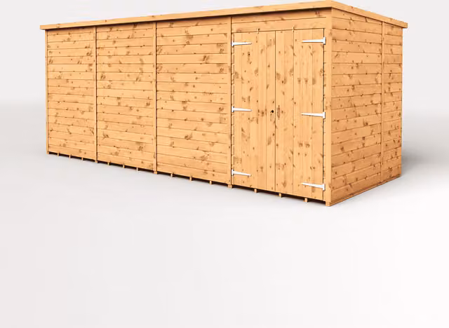 Empire Sheds Empire 16x6 Modular Pent Garden Shed with Double Doors in Brown