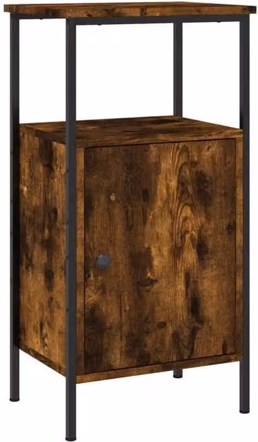 Berkfield Home Smoked Oak Bedside Cabinet in Brown, W/D/H: 41 x 31 x 80 cm