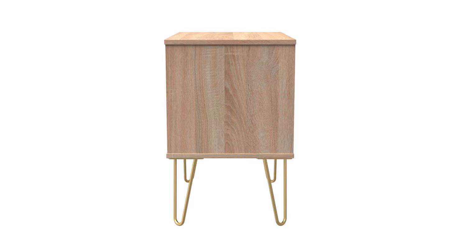 2 U Metro Ready Assembled 2 Drawer Side Table in Light Oak and Gold – 2