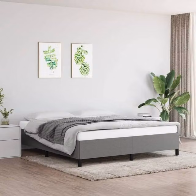 Berkfield Home Upholstered Fabric Bed Frame, Grey, W: 180 cm, D: 200 cm