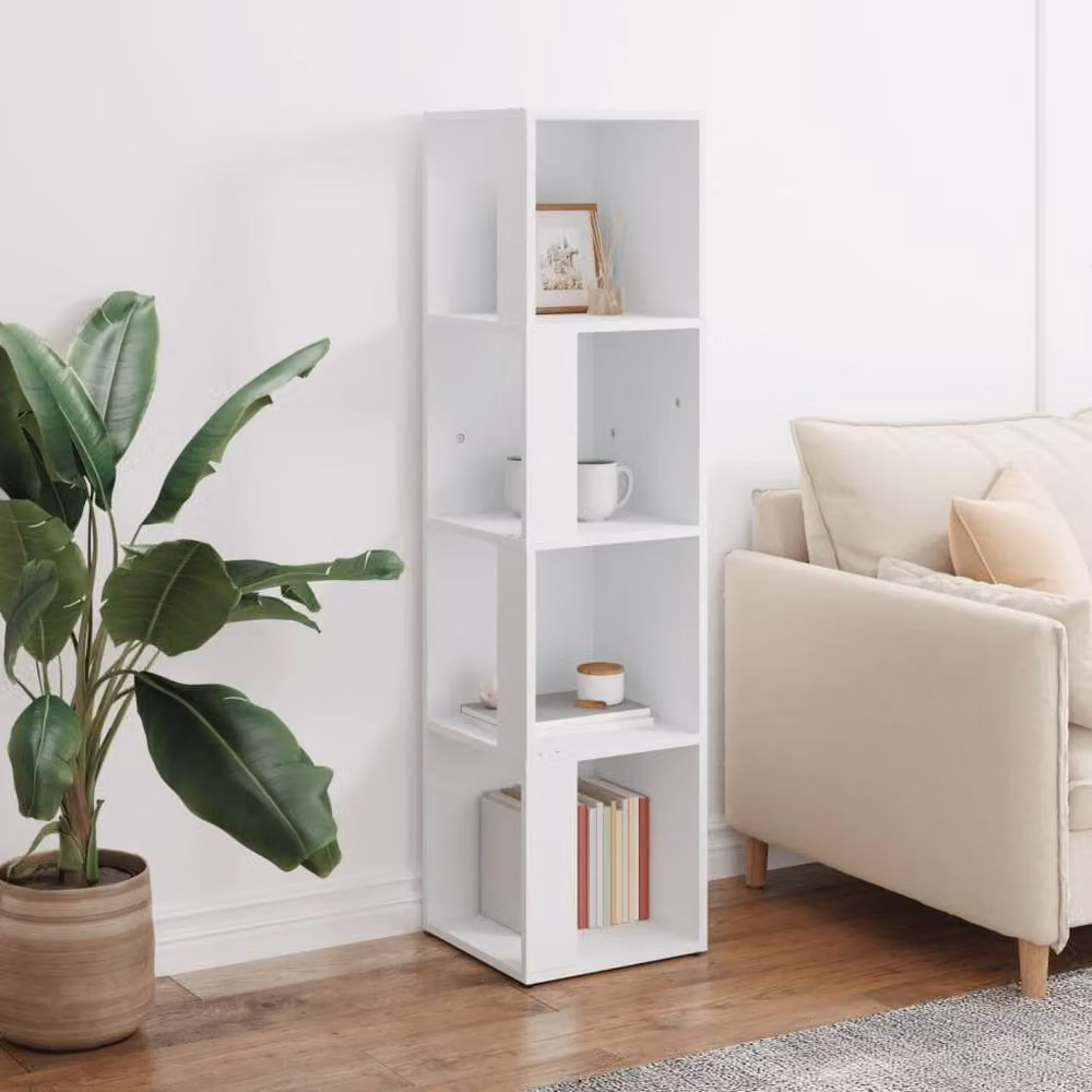 Berkfield Home White Corner Cabinet in Engineered Wood, W/D/H: 33 x 33 x 132 cm – 2