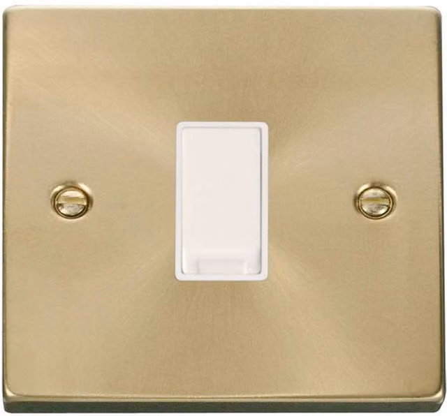 SE HOME Satin Brushed Brass 10A 1 Gang 2 Way Surface Mount Light Switch in White and Gold