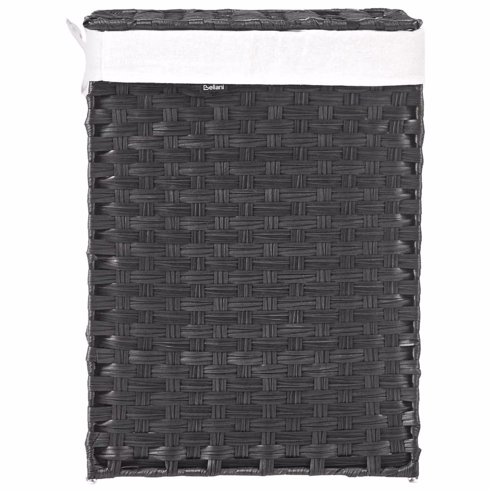 Wyld and Coco Wicker Laundry Basket with Lid and Removable Liner, 83L, Black – 4