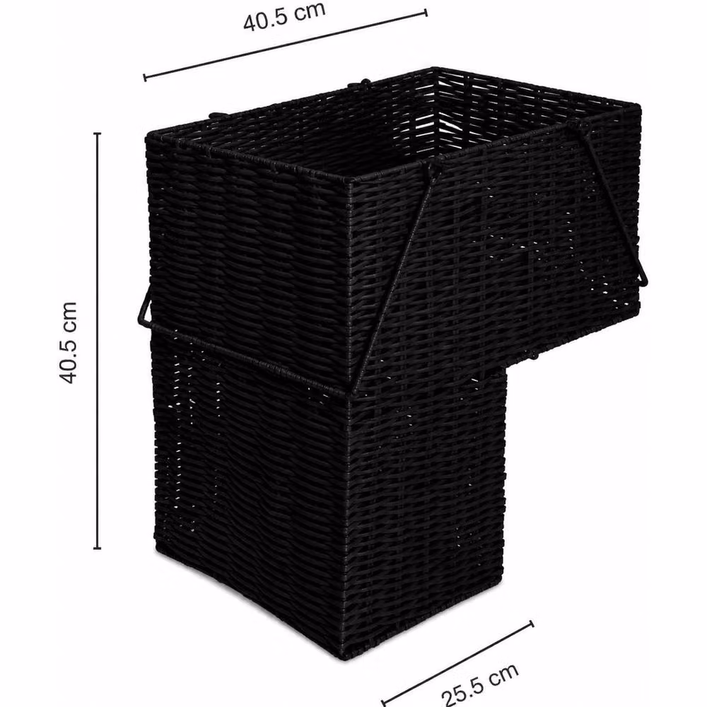 NESTLUNE Black Resin Wicker Woven Storage Baskets with Handles and Open Weave – 2