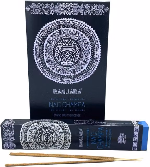 Banjara Tribal Nag Champa Incense Sticks, Spicy and Woody Aromatherapy, Brown and Black