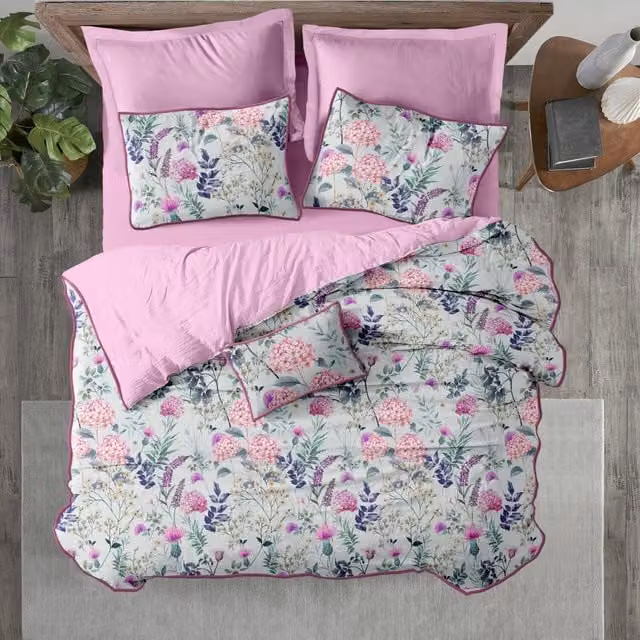 Bellissimo Harlow Floral Duvet Cover Set in Purple and Pink, 200 x 200 cm