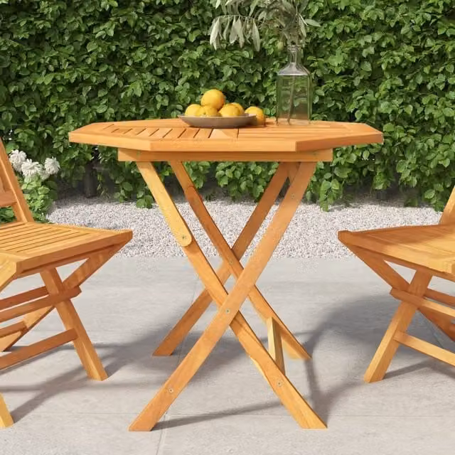 Berkfield Home Folding Garden Table in Brown Solid Teak Wood, W/D/H: 85 x 85 x 76 cm – 1