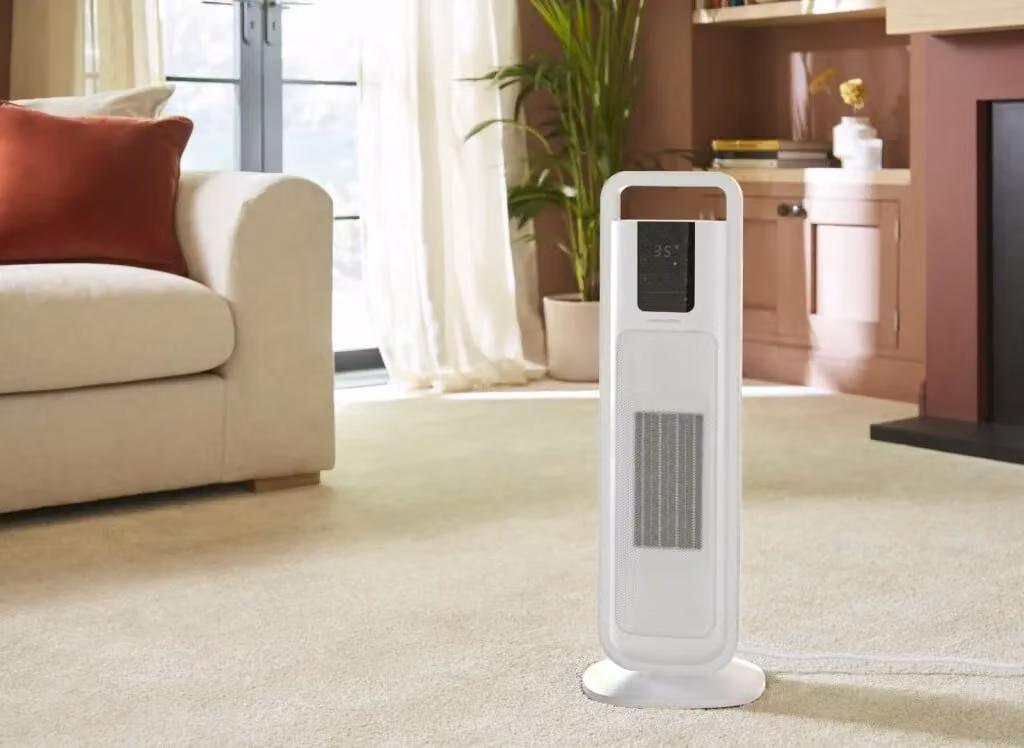 Morphy Richards HeatFlux 2kW Ceramic Tower Fan Heater with Remote Control in White – 2