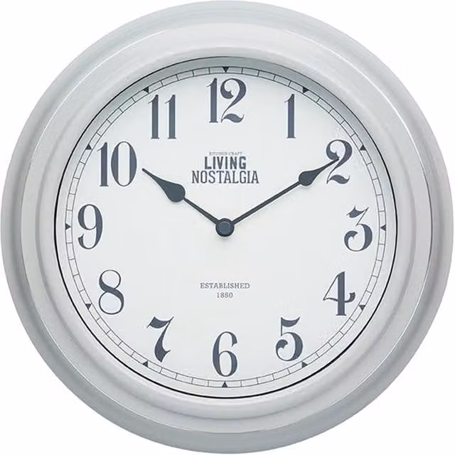 KitchenCraft Living Nostalgia Vintage Round Analog Quartz Wall Clock in Grey