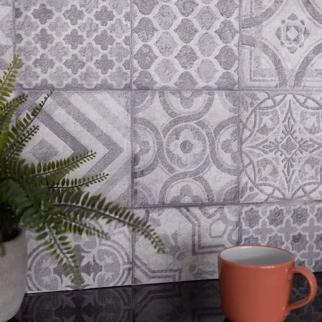 d-c-fix Moroccan Tiles Premium 3D Splashback Tile Wallpaper in Grey
