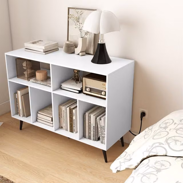 Costway 3-Tier Turntable Stand with Charging Station in White
