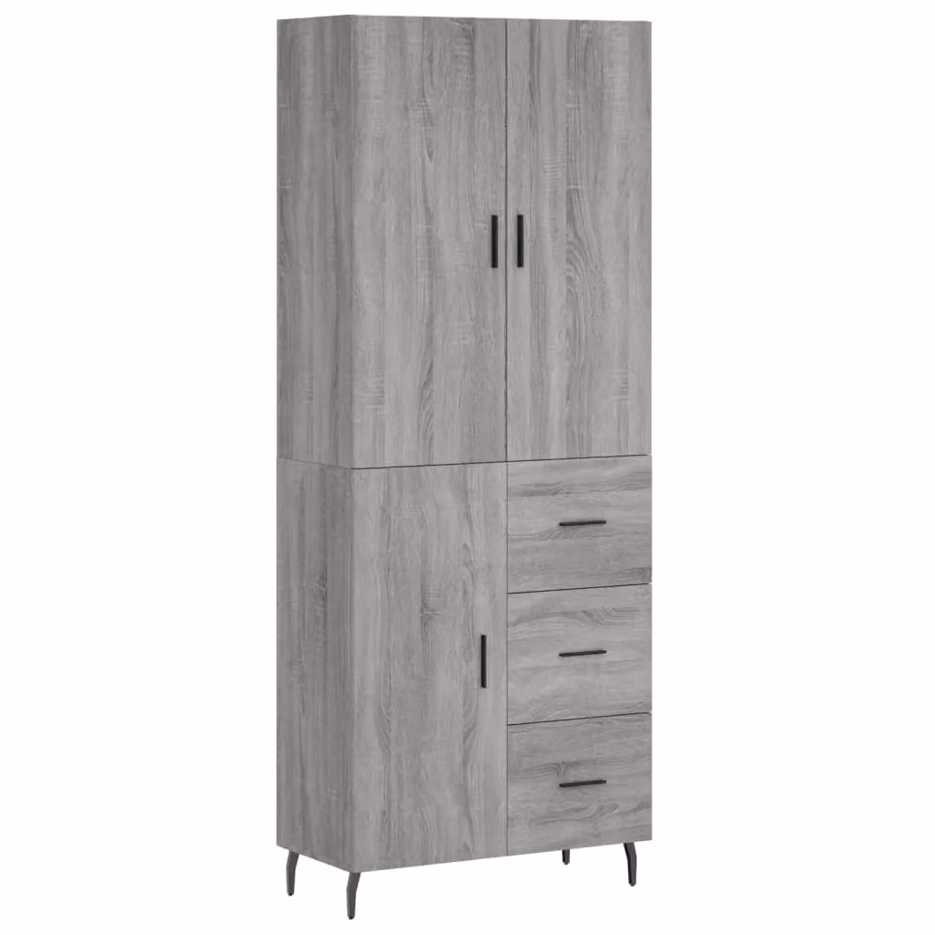 Berkfield Home Grey Sonoma Highboard in Engineered Wood, W/D/H: 69.5 x 34 x 180 cm – 2