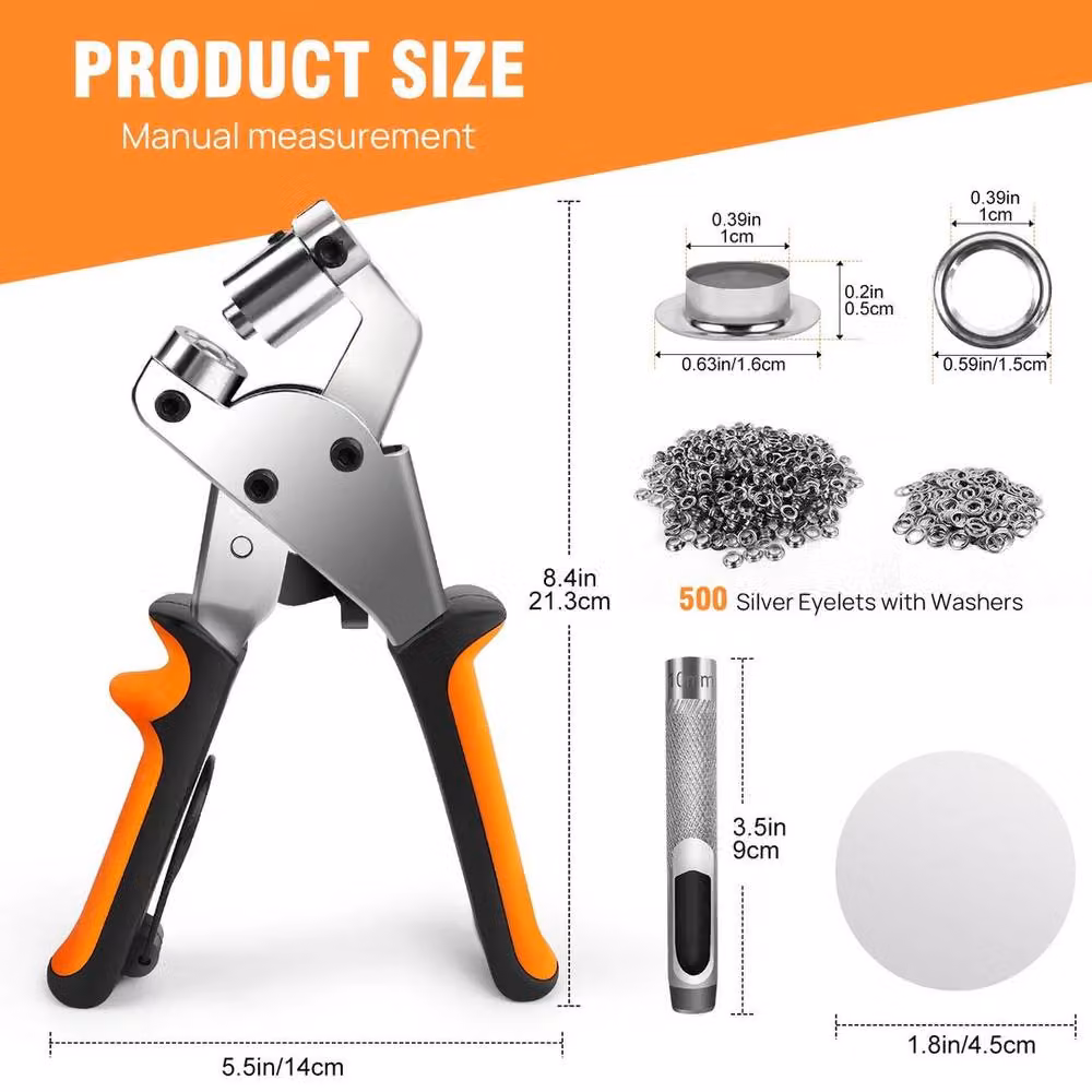 FLAVORA Silver Steel 10mm Eyelet Press Pliers Manual Handheld Tool – 2