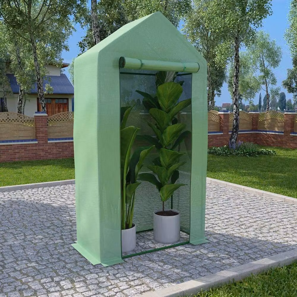 Berkfield Home Green Steel Frame Freestanding Greenhouse, W/D/H: 1 x 0.5 x 1.9 m – 2