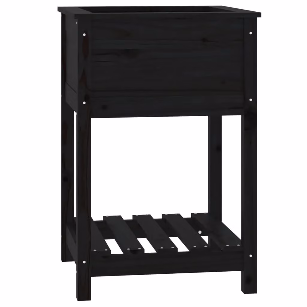 Berkfield Home Planter with Shelf in Black Solid Wood Pine, W/D/H: 54 x 54 x 81 cm – 2