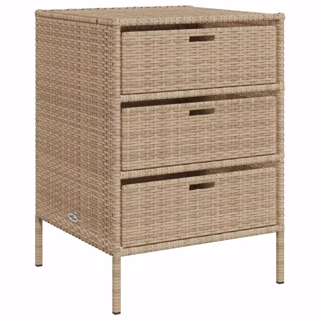 Berkfield Home Garden Storage Cabinet in Beige Poly Rattan, W/D/H: 55 x 59 x 80 cm – 2
