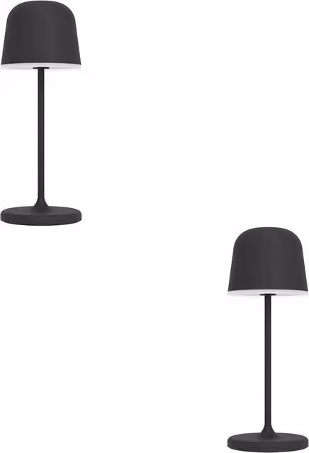 Loops 2 Pack Modern Black LED Table Lamps with Warm White Light
