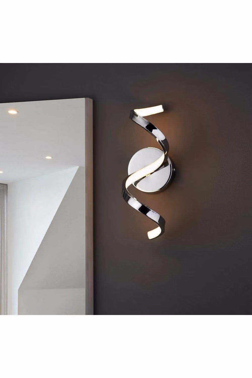 Netlighting Astral Modern Integrated LED Bathroom Wall Light in Chrome and Grey with Warm White Light, IP44 – 2