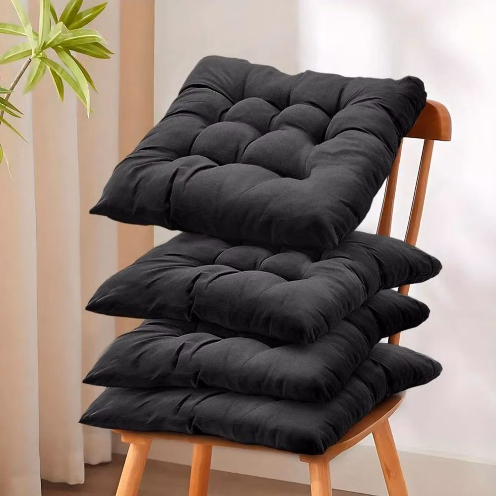 KORVIXA Set of 4 Black Breathable Chair Seat Pad Cushions with Ties – 2