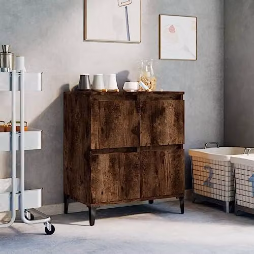 vidaXL Industrial Sideboard in Smoked Oak and Brown, W: 60 cm, D: 35 cm, H: 70 cm – 2