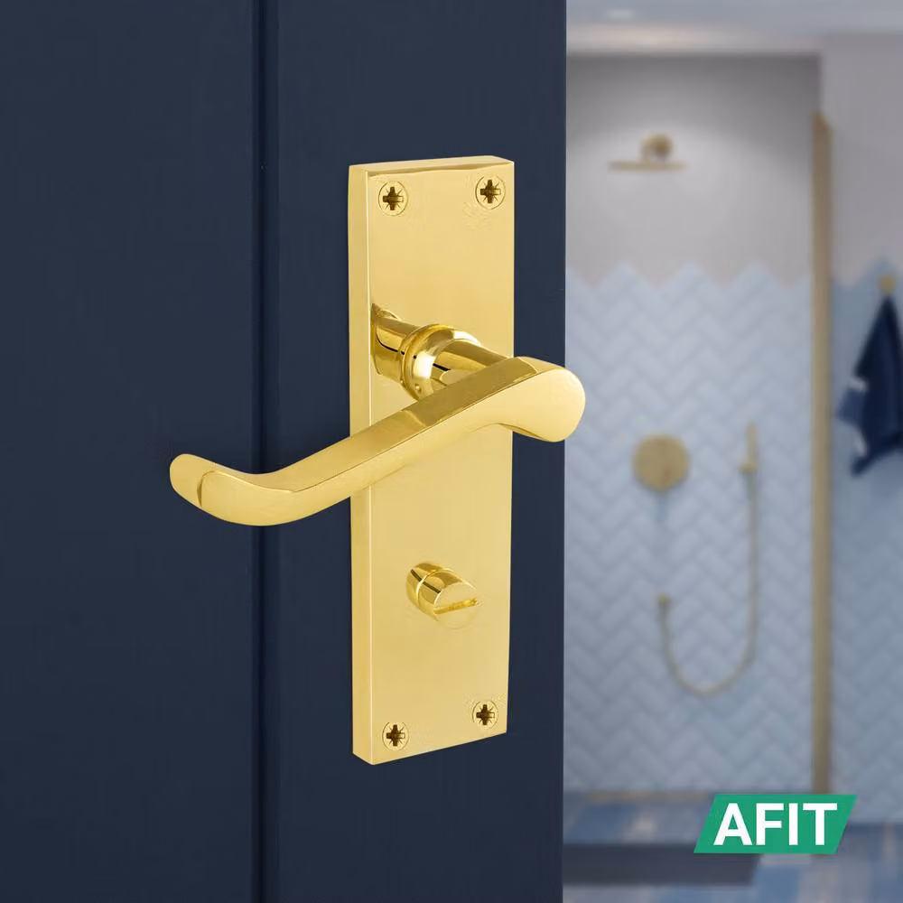 AFIT Polished Brass Scroll Privacy Bathroom Door Handle, Gold, 1 Pair – 2