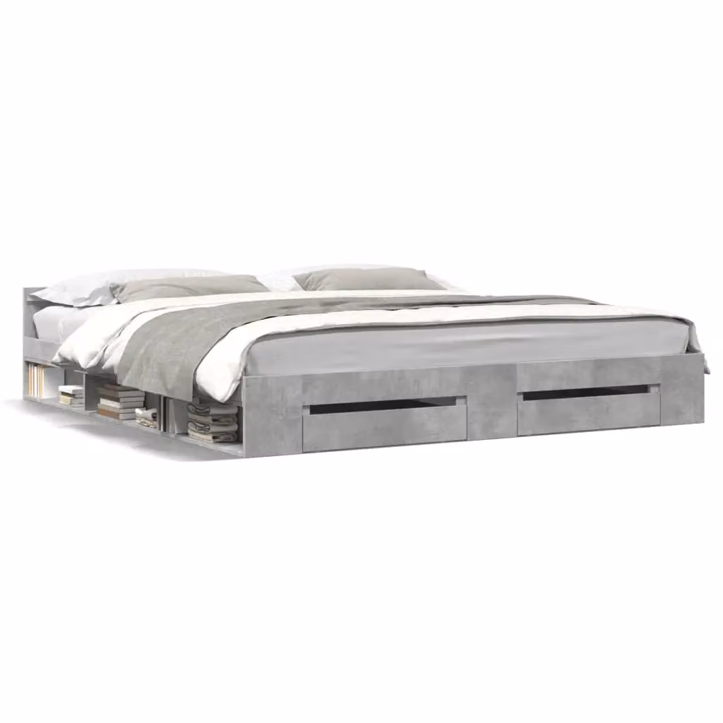 Berkfield Home Bed Frame with Drawers in Concrete Grey, 200 x 200 cm – 2