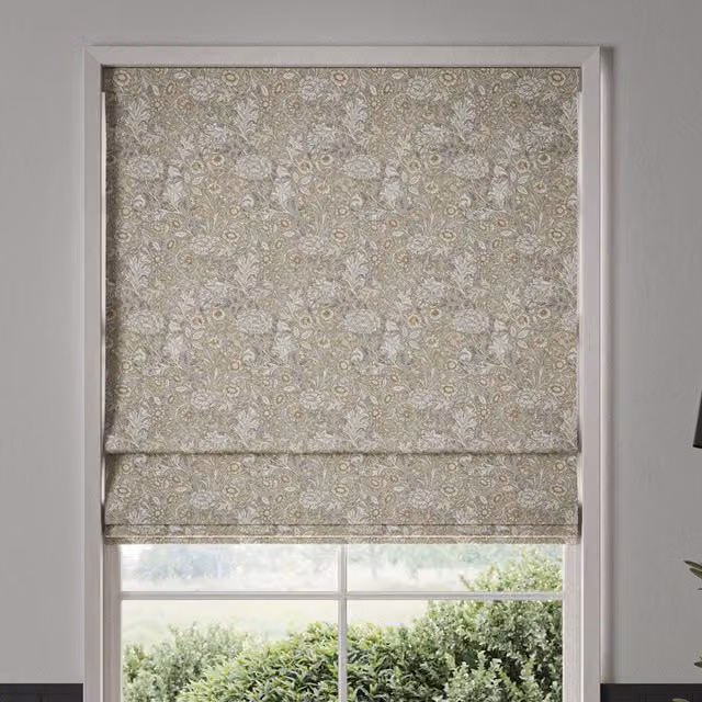 William Morris Double Bough Made To Measure Blackout Roman Blind in Barley Beige and Grey Floral Pattern