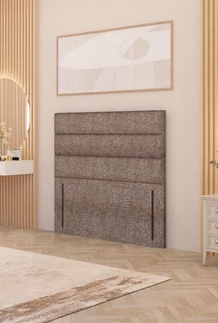 Somnior Chambery Super King Floor Standing Divan Headboard in Brown Upholstered Tweed Fabric