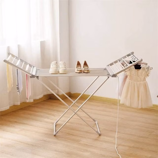 Nordara Electric Heated Clothes Airer Foldable Indoor Drying Rack in Silver – 1