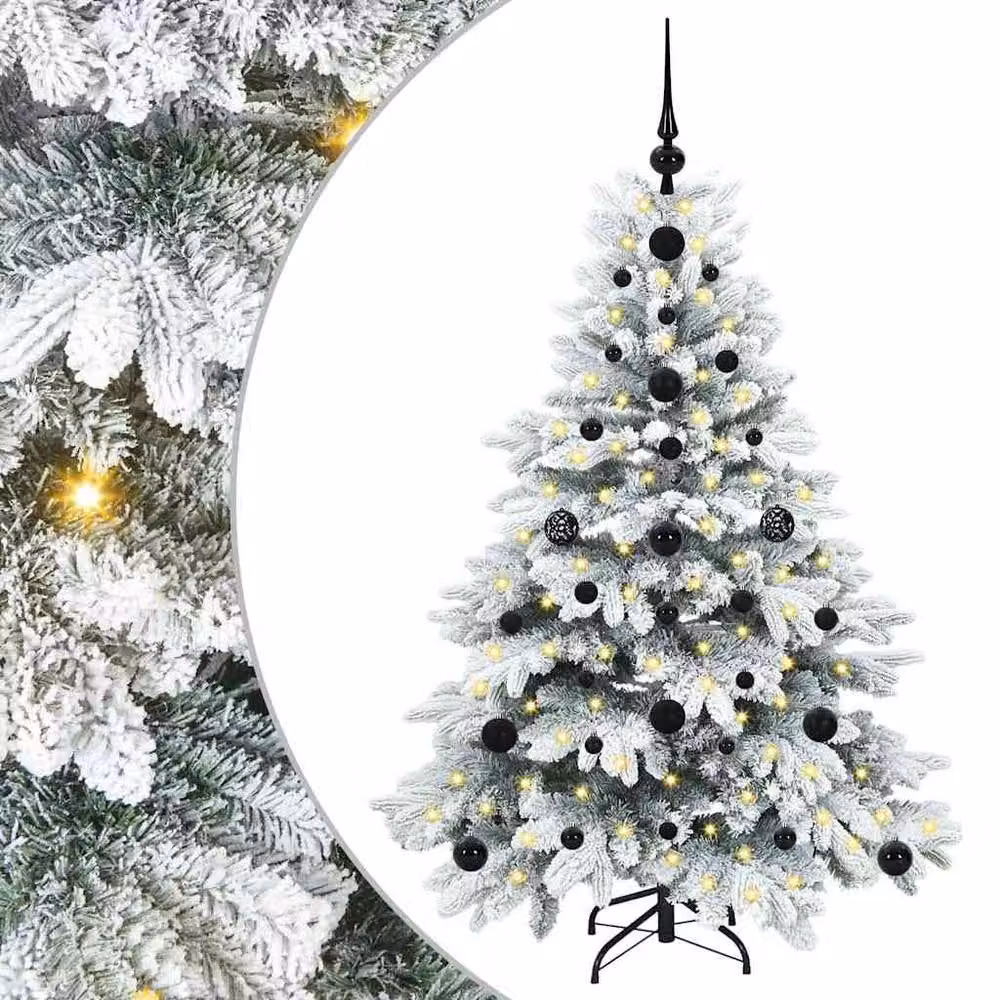 Berkfield Home Beautiful Artificial Christmas Tree with 150 Warm White LEDs, Green and White, Height: 120 cm – 3