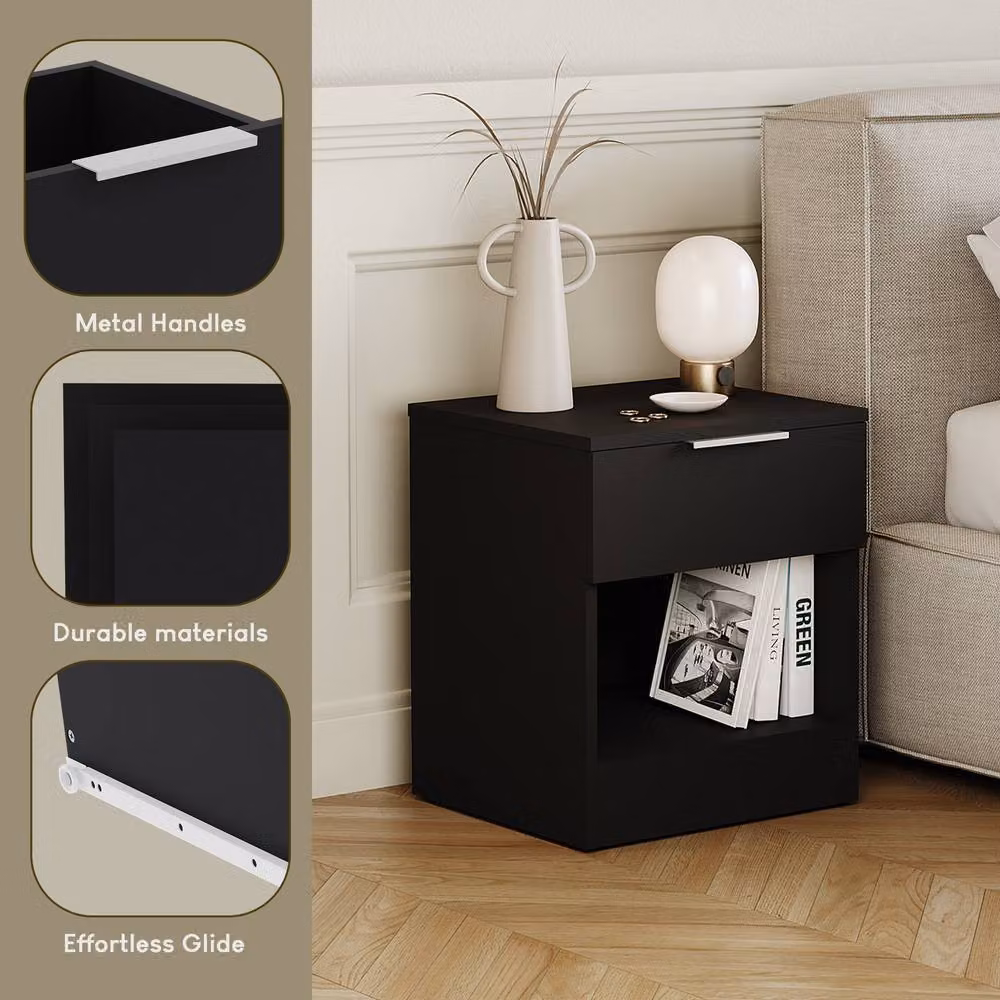 HD Designs Trega 3-Piece Black Bedroom Set Including Wardrobe, 5-Drawer Chest and Bedside Table – 2