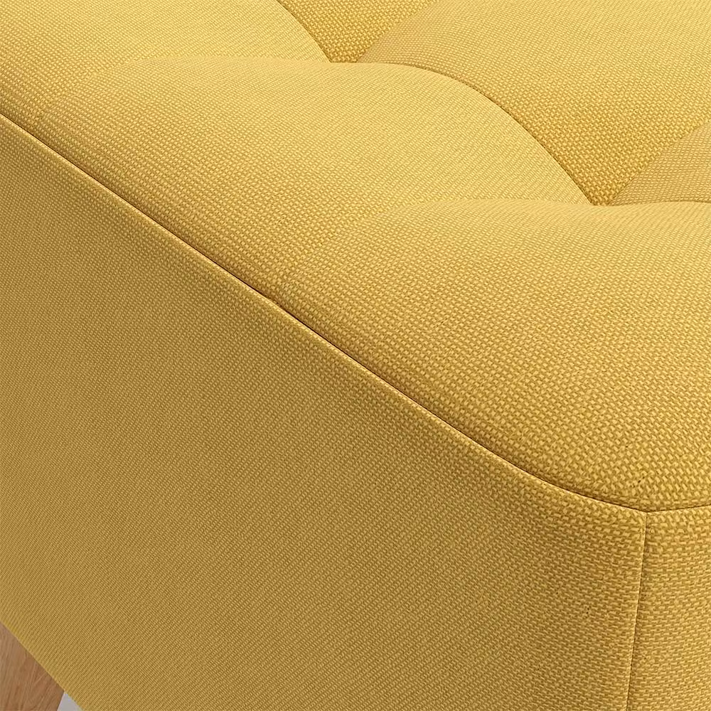 Garden Sanctuary Yellow Linen Fabric Padded Rectangular Footstool with Wooden Legs – 2