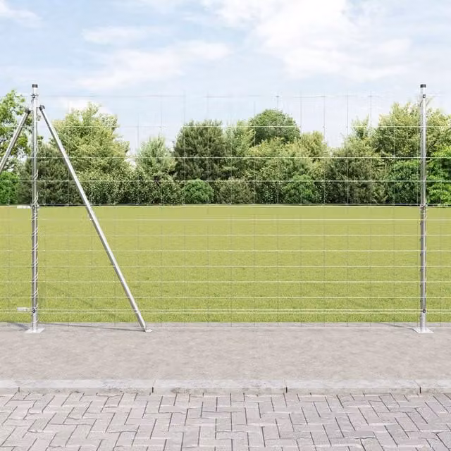Berkfield Home Field Fence Galvanised Steel in Silver, H: 1.5 m x L: 50 m