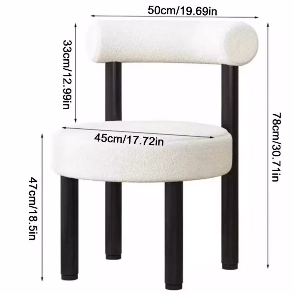 KORVIXA Soft Bouclé Makeup Vanity Chair with Backrest in White – 2