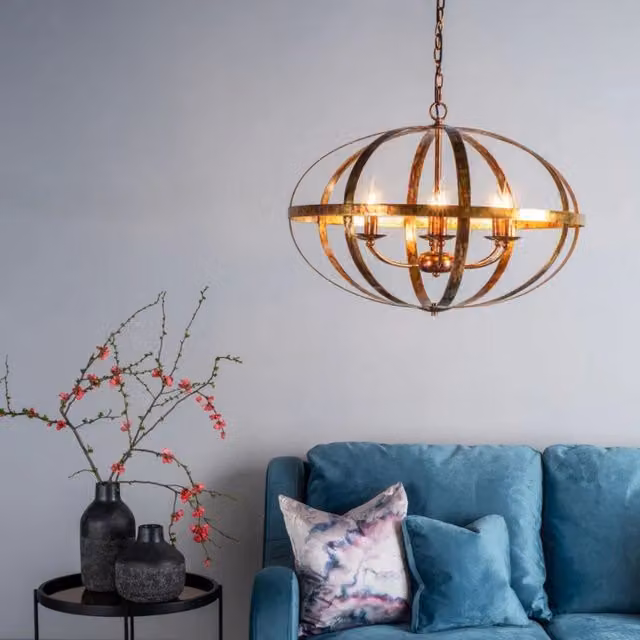 Pagazzi Inga 6-Light Copper Petrol Pendant Ceiling Light with Adjustable Height and Metal Sphere Design – 1