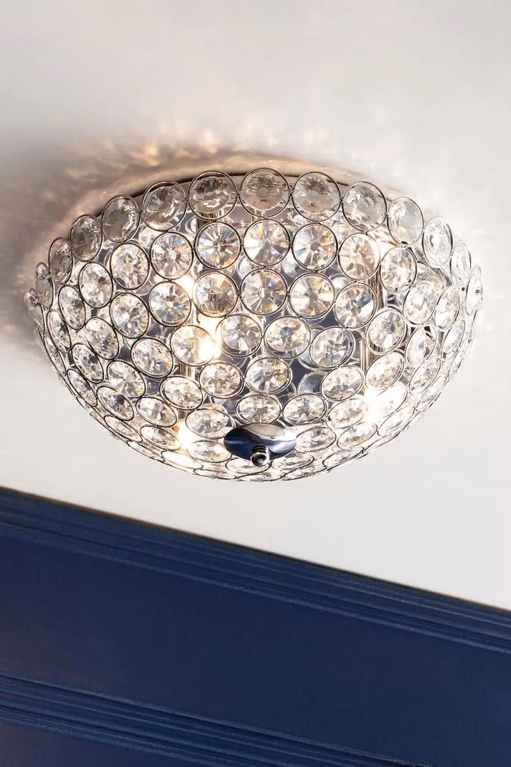 BHS Lighting Ava Crystal Flush Ceiling Light in Silver and Chrome – 2