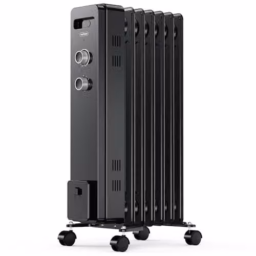 VonHaus 1500W Oil Filled Radiator in Black