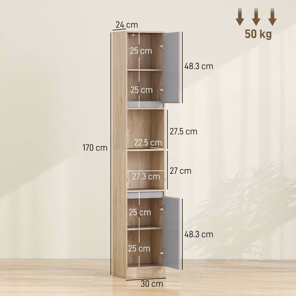 EONLION Oak Freestanding Bathroom Storage Cabinet in Natural Brown and Sand – 2