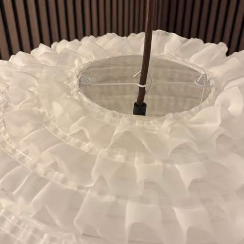 CGC Lighting Dolly Extra Large White Ruffled Linen Easy Fit Lampshade – 3