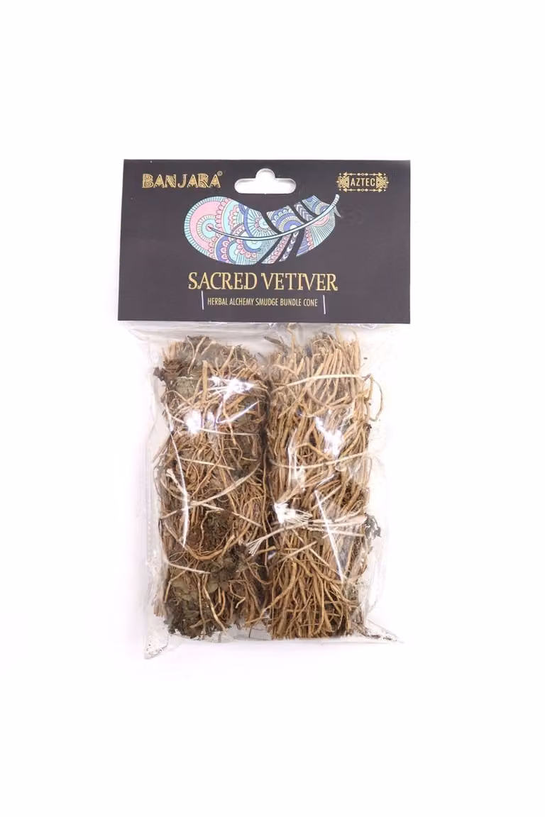 KDMD Vetiver Banjara Smudge Stick for Grounding and Relaxation, 2 Pack, Brown