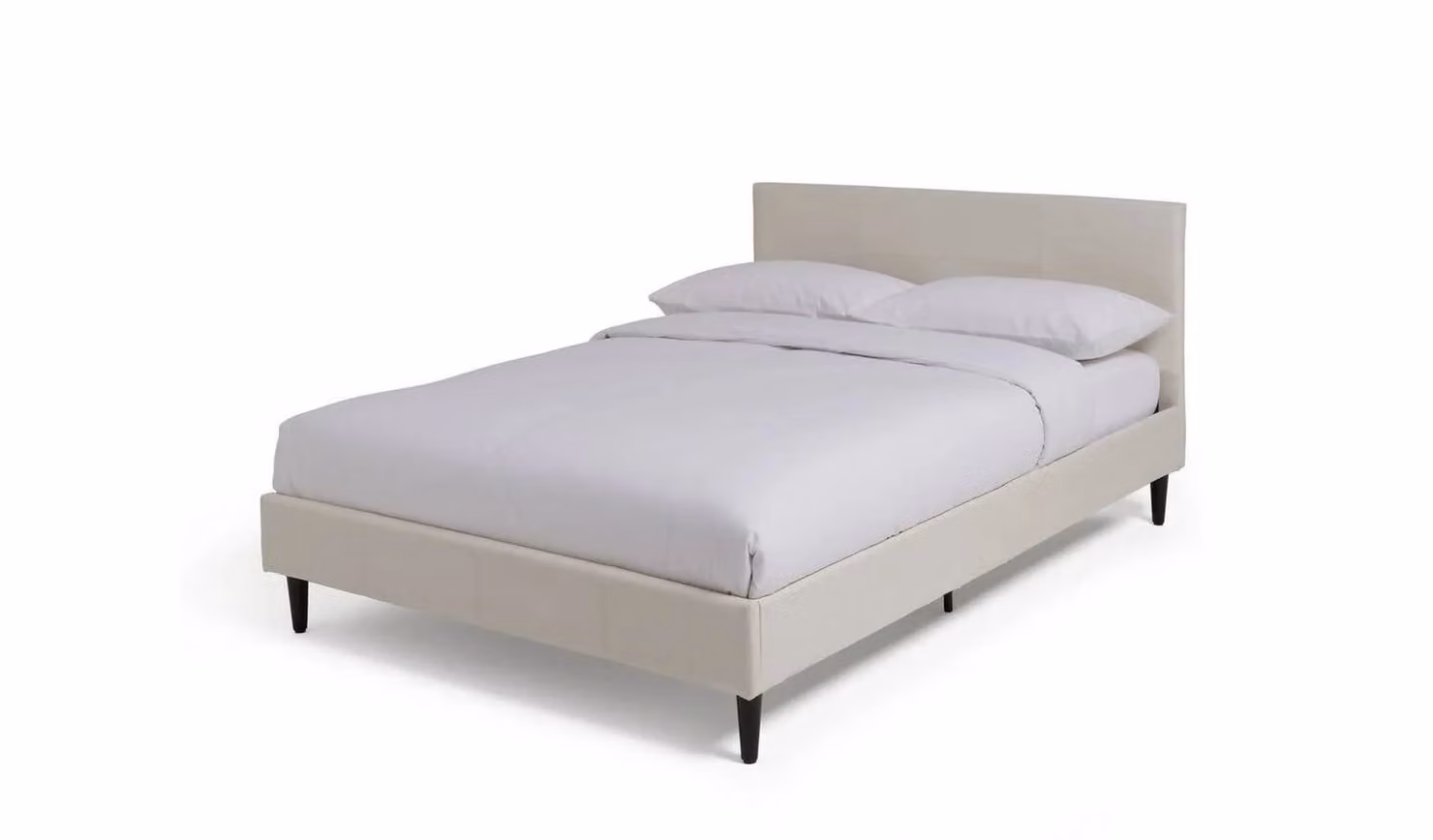 Skylar Modern Upholstered Double Bed Frame in White Synthetic Leather, W/D/H: 140 x 200 x 143 cm