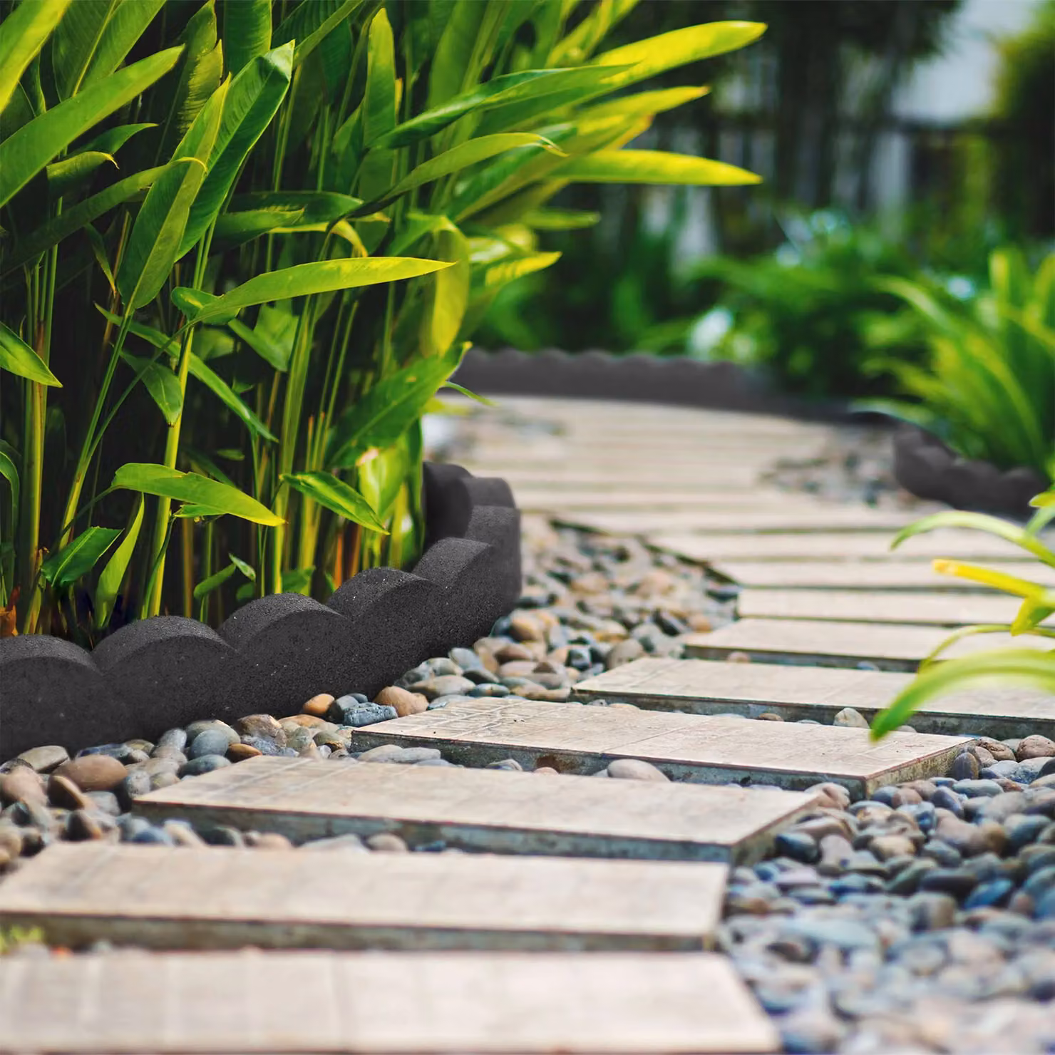 Nicoman Flexible Rubber Garden Border Edging, 12 Pack, Grey and Brown – 4