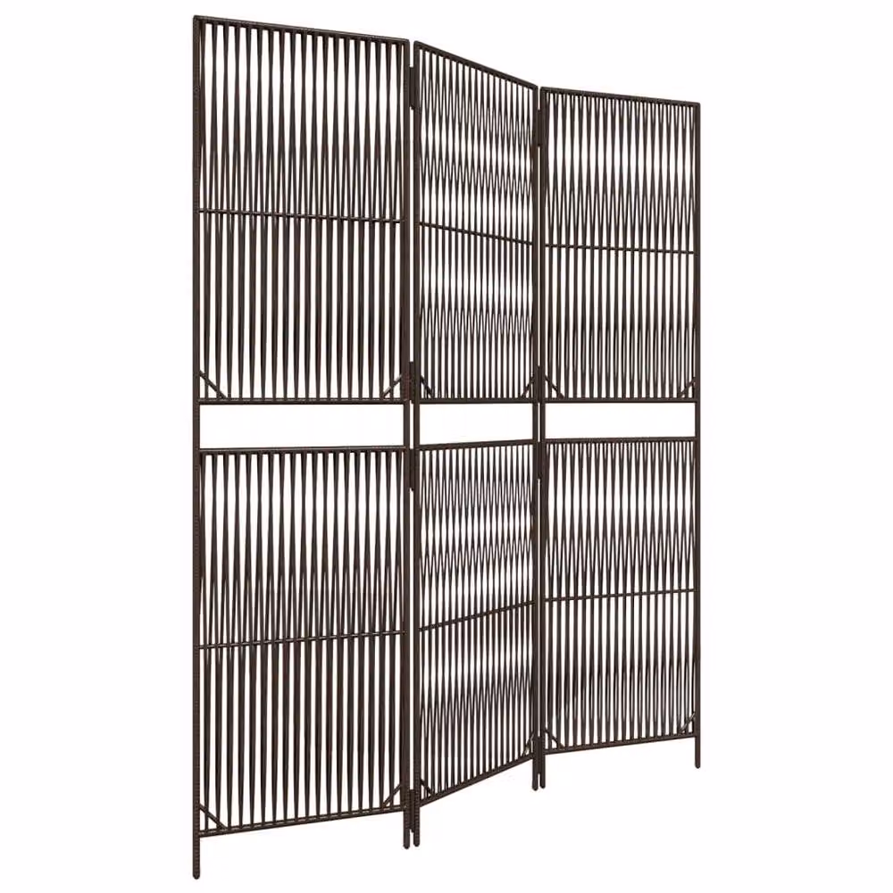 Berkfield Home 3 Panel Brown Poly Rattan and Steel Room Divider – 3