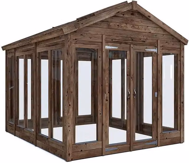 Dunster House Growzilla Wooden Greenhouse with Auto Vent in Brown, W: 240 cm, D: 300 cm
