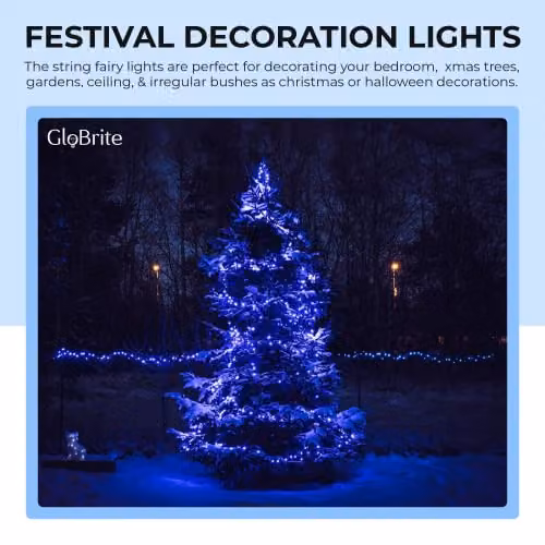 Globrite Blue and White LED String Fairy Lights with Remote Control and Timer, 1000 LED, 100m – 9