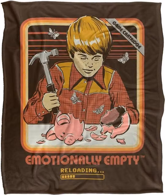 Steven Rhodes Emotionally Empty Super Soft Fleece Throw Blanket, Multicolour, W/D/H: 91 x 147 cm – 1