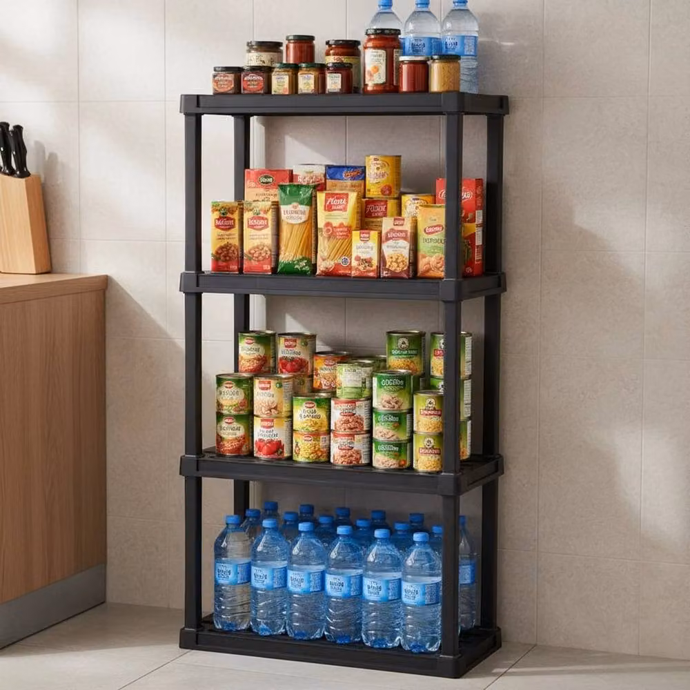 FORGEVIO Heavy Duty 4 Tier Plastic Shelving Unit in Black – 2